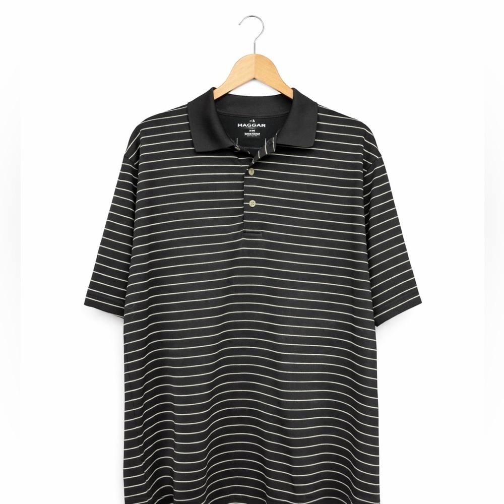 Grand Slam Golf Polo Men’s Large Black White Striped Performance Shirt